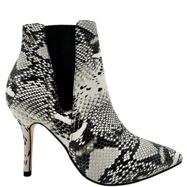 UNA HEALY WOMENS GUSSET SNAKE ANKLE BOOT - WHITE SNAKE